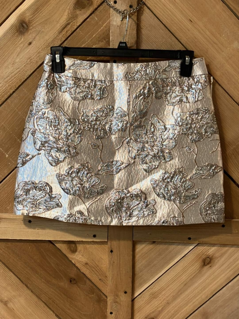 J.Marie Metallic Floral Jacquard Mini Skirt - Silver